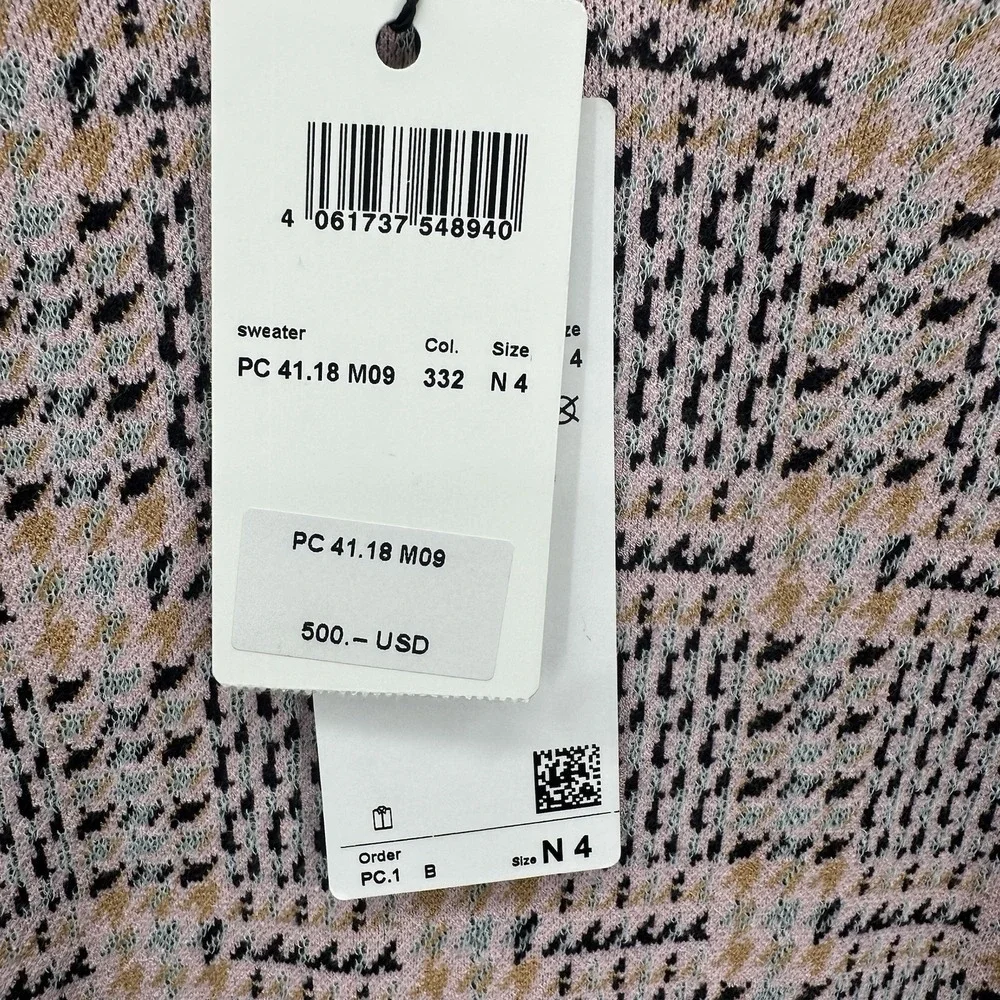 Marc Cain Women's Luxury Patterned Tweed Plaid Cotton Blend Sweater‎ Size US 10